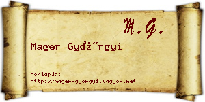 Mager Györgyi névjegykártya